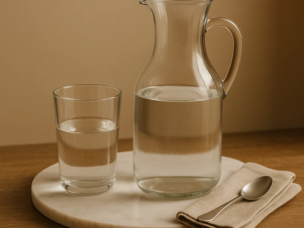 Glas und Kristallkaraffen nebeneinander