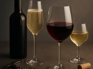 Praktischer Guide mit empfohlenen Serviertemperaturen für Rot-, Weiß- und Schaumweine.